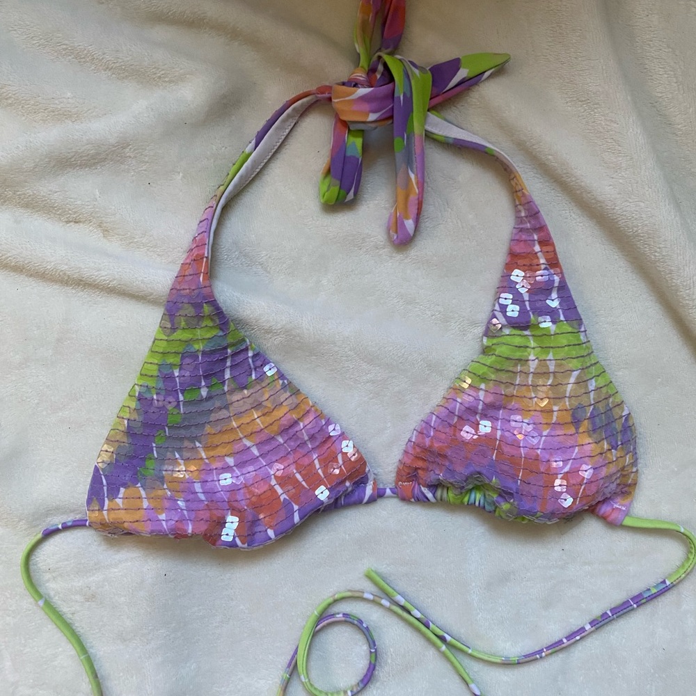Tie Dye Sequin Victoria’s Secret M Bikini Top